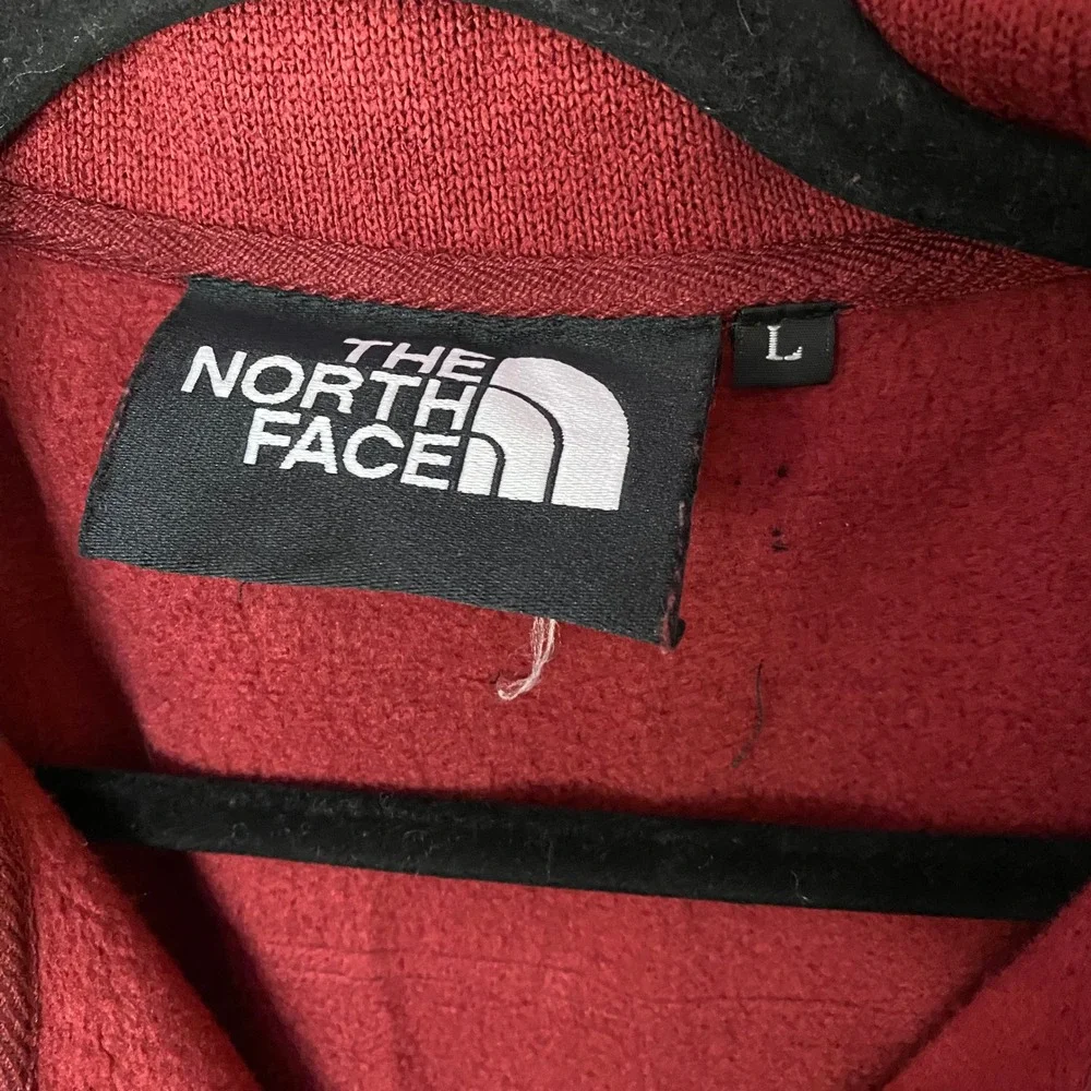 The North Face Fleece Jacket Mens Large Burgundy Black Full Zip MockNeck Sweater